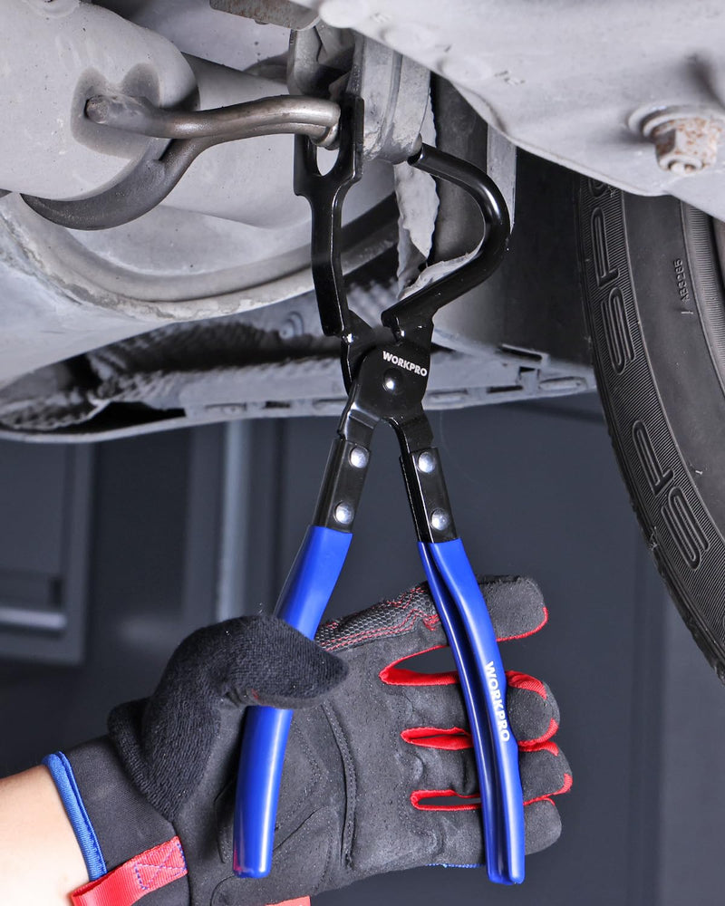 WORKPRO Exhaust Hanger Removal Tool – Heavy-Duty Exhaust Hanger Pliers for Car & Truck Rubber Exhaust Hangers Muffler Hanger, Non-Slip Grip, Compatible with Most Domestic & Imported Exhaust Systems