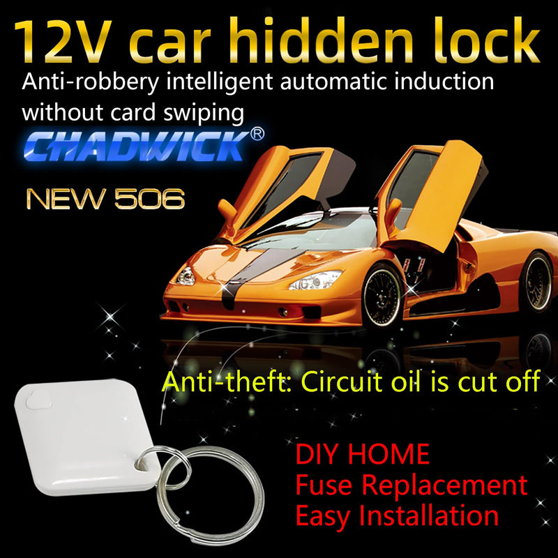 CHADWICK Car Immobilizer Anti-Theft Alarm System, M506 Wireless Engine Lock, Auto Anti-Robbery Device, Intelligent Circuit Cut Off Tool, Universal 12V Car Alarm + 2 Remotes, for Car, Motorcycle
