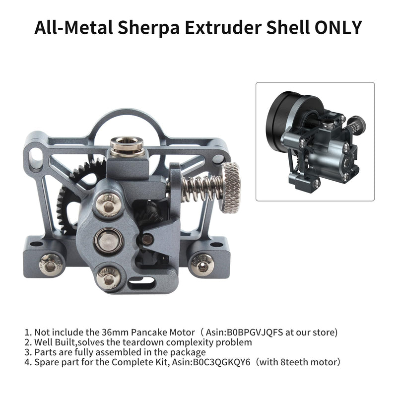 FYSETC Upgraded 3D Printer Accessory - Sherpa Mini Extruder - All Metal Shell NO 36mm Pancake Motor: Light Weight Extruder Hotend Part Compatible with Vorn 2.4 Prusa i3 MK3S+ Ender 3 V2 CR-10