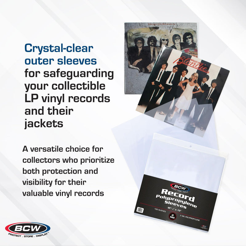 BCW Vinyl Record Sleeves 12 Inch 50 ct | Clear Polypropylene Vinyl Sleeves for 33 1/3 RPM | Archival Quality, Acid-Free | Premium Outer Sleeves for Record Albums | 2 Mil | Ideal for Vinyl Collectors 2 Mil Thickness