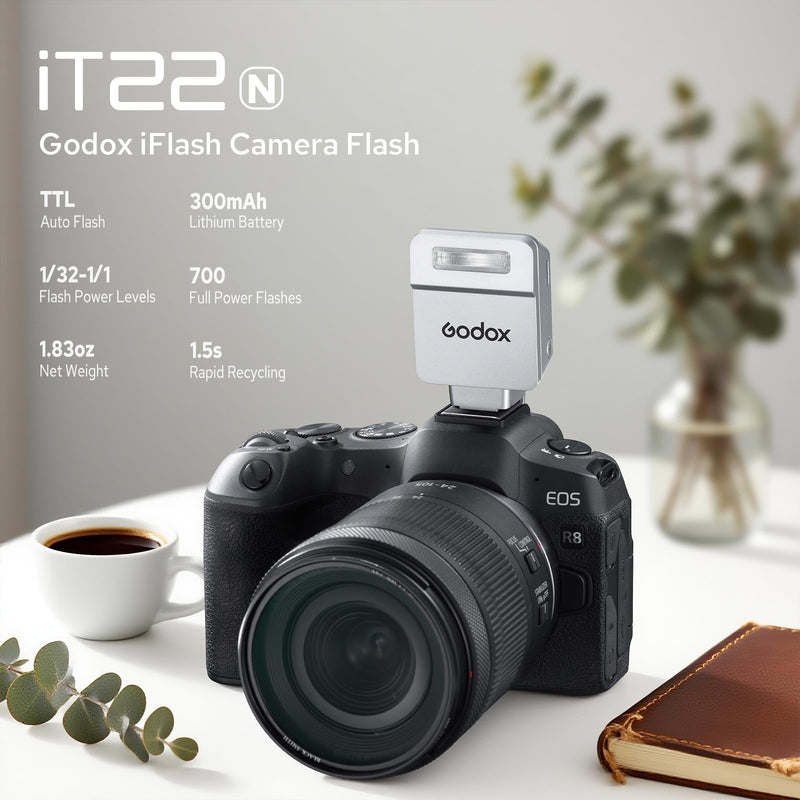 Godox iT22 iT22-N Flash for Nikon, Mini TTL Flash with Intuitive Screen | 1.5s Recycle 700 Full Power Flashes, USB-C Charge, Built-in Battery, GODOX iT22N iT22 N Pocket Flash Speedlight (Silver) iT22-N for Nikon (Silver)