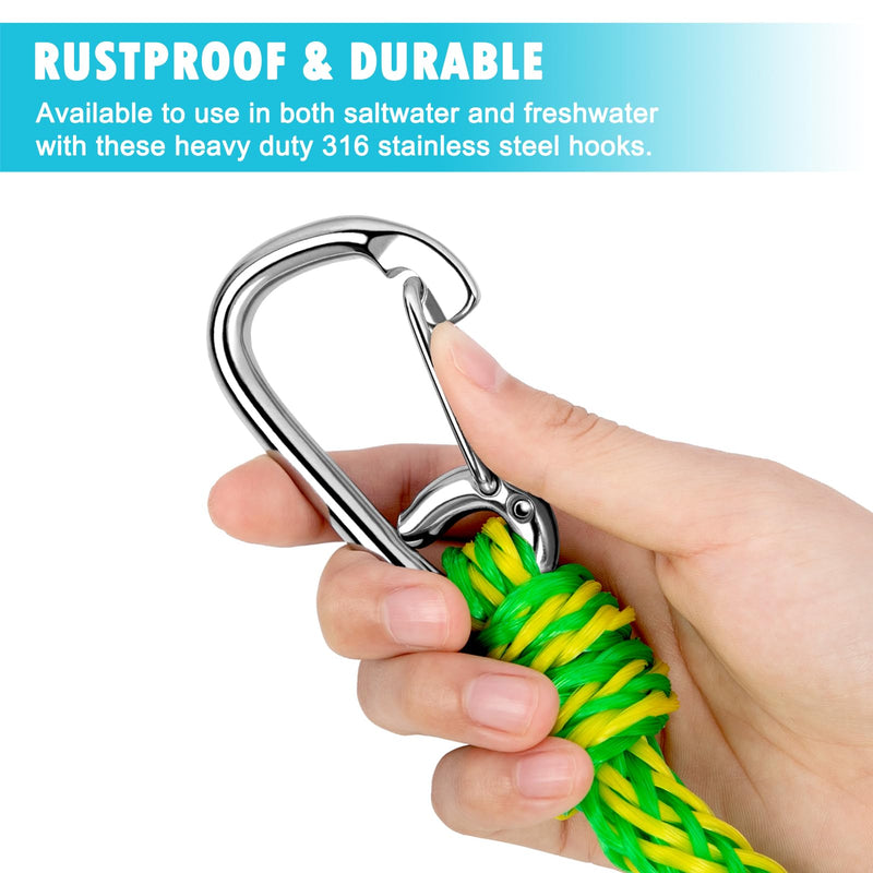 Obcursco Kayak Tow Line,Drift Sock Anchor Rope for Fishing Boat,Buoy Float Docks for Lake Jet Ski Boat Accessories (12-20FT) Yellow/Green 12ft