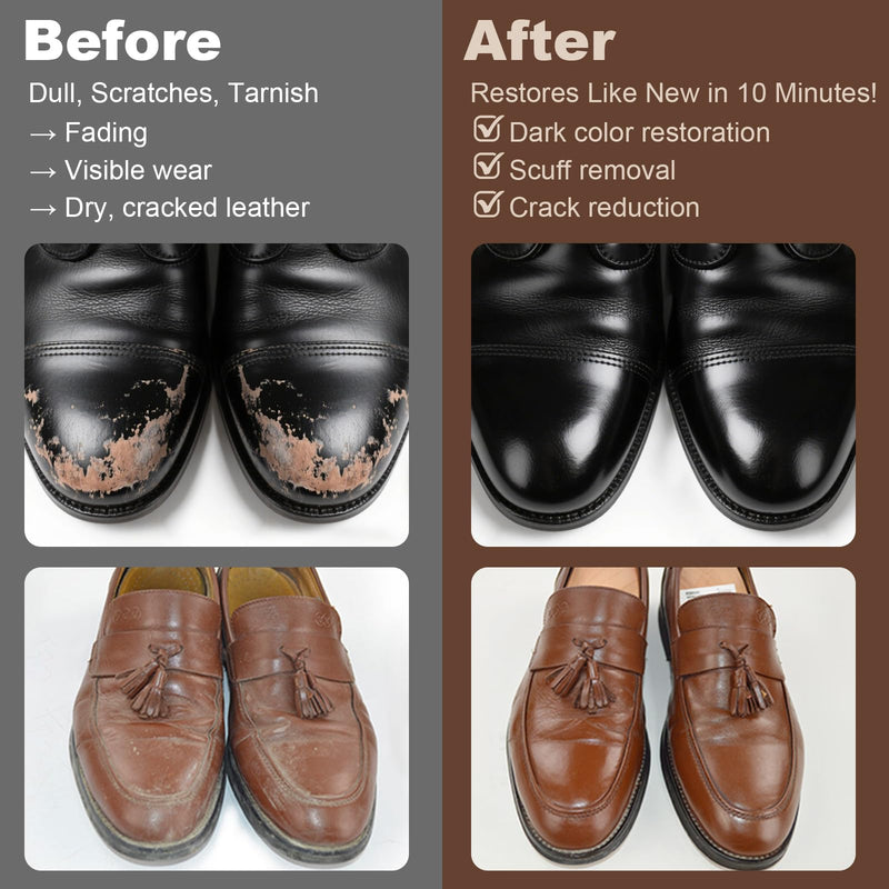 15Pcs Shoe Shine Kit for Men – Gift with Mink Oil & Saddle Soap, 3 Horsehair Brushes, Black/Brown/Neutral Polish – Leather Boot Care Kit with Sponges & Cloth – Complete Cleaning & Conditioning Set