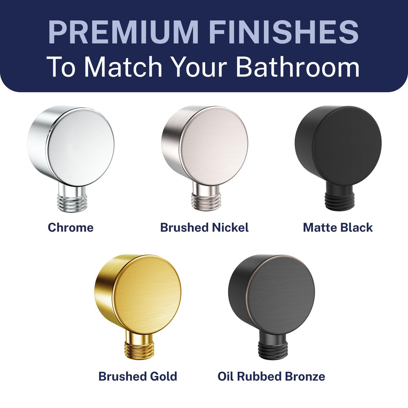 HammerHead Showers Solid Metal Drop Ell Wall Mount Elbow, 1/2" Shower Hose Connector, Round Handheld Shower Head Elbow Adapter, Shower Drop, Brushed Nickel