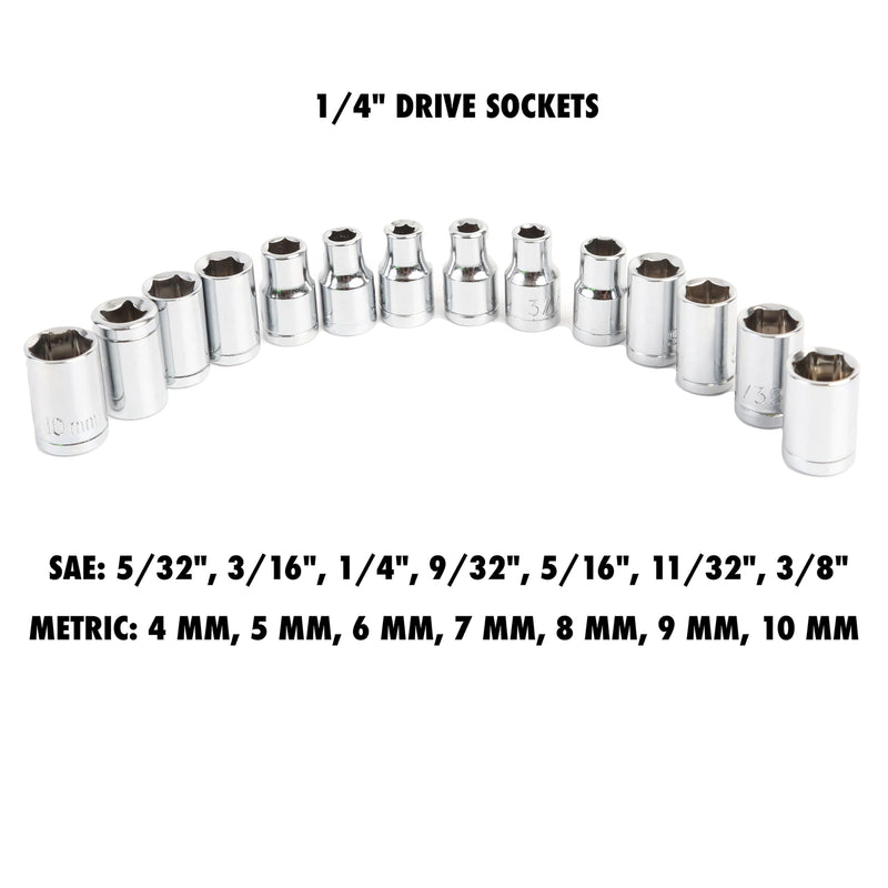 OEMTOOLS 26549 53-Pc Socket Wrench Set, Mini Ratchet Kit for Tight Spaces and Precision Fastening, Socket Set Includes SAE/Metric Sizes, 3/8” Extension Bar, Folding Case Included