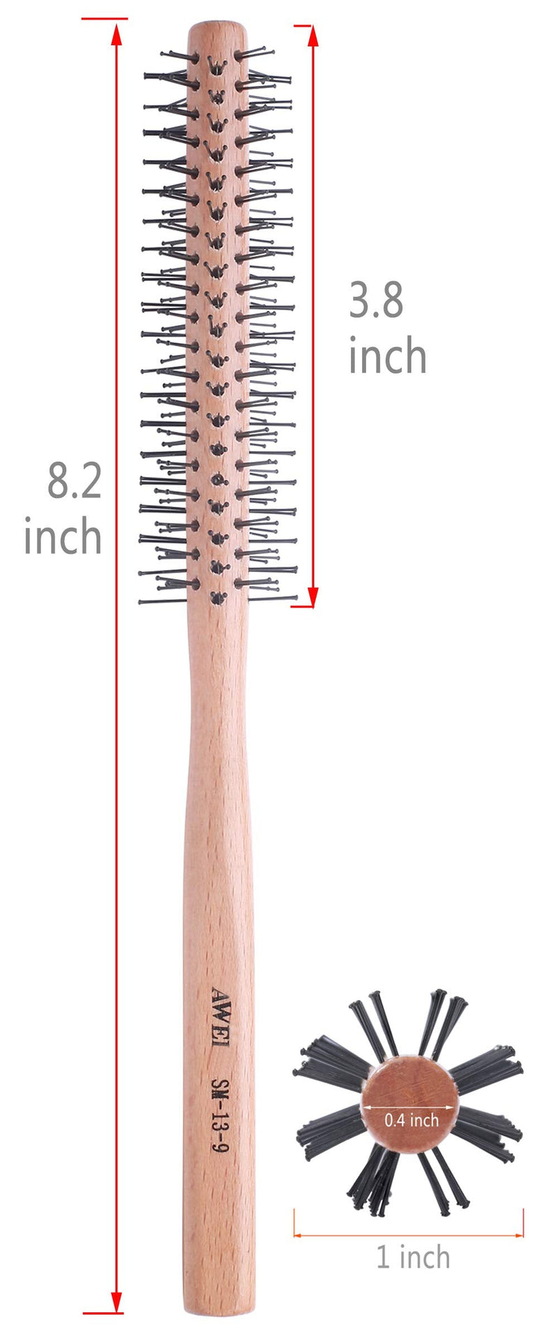 PERFEHAIR Small Round Barrel Brush for Short Hair, 1 Inch Mini Quiff Roller Comb for Women and Men, Best for Styling Thin Hair, Bangs, Beard