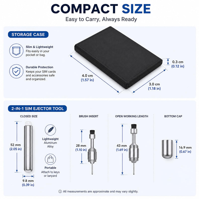 SIM Card Removal Tool & Holder 2 in 1 Eject Pin with Storage Case | Stainless Steel Pin, Compact Card Holder, Secure Storage, Travel-Friendly Design