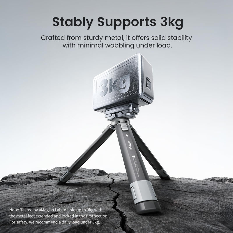 Metal Mini Tripod for Insta360 Luna Ultra/DJI Osmo Pocket 4P Accessories | Extendable Desktop Stand with 1/4" Screw, 3KG/6.6LB Load Capacity, Compact Vlogging Camera Tripod for Insta360 & Osmo Action