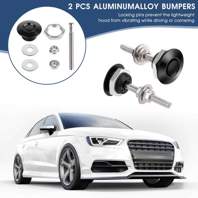 2 Pcs Quick Release Bumper Universal Aluminum Vehicle Hood Pins Quick Latch Hood Pins Quick Release Bumper Clips License Plate Lock Clip Kit, Diameter 1.25 inch