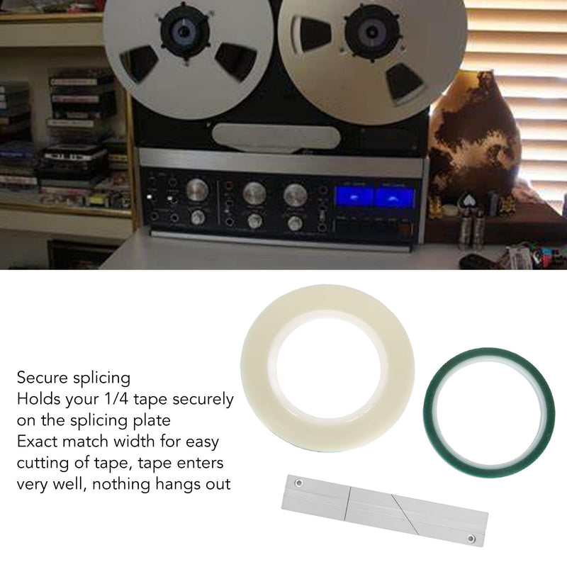 Zopsc 1/4 10inch Tape Splicing Set with Splicing Tape and Leader Tape, Reel to Reel 1/4 10inch Professional Tape Splicing Block.