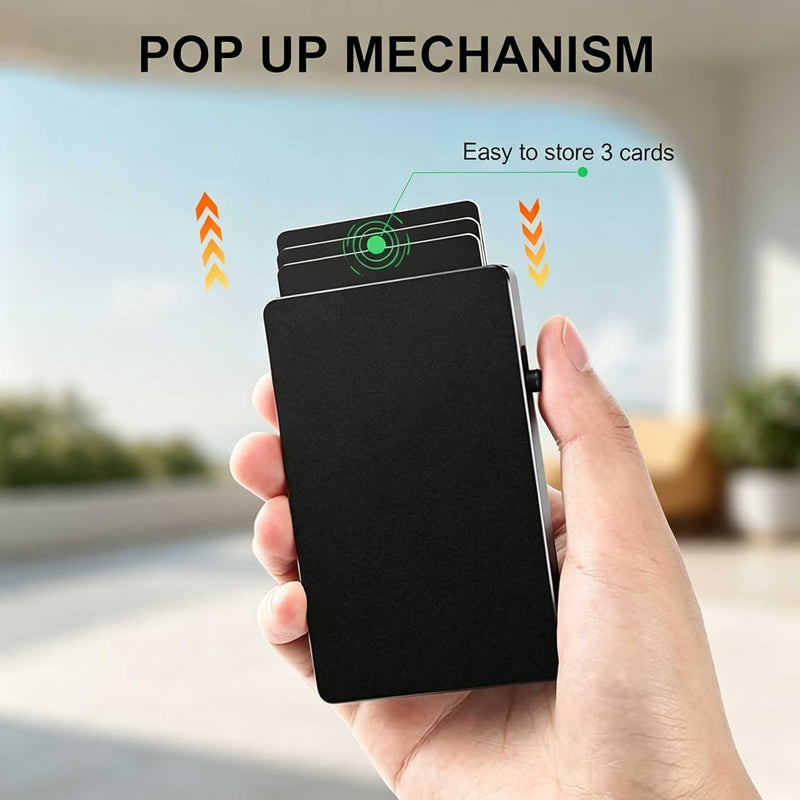 for Magsafe Wallet Quick Access to Bank/Credit Cards,Utra Thin Magnetic Card Holder Easy to Carry 3.93 * 2.44 * 0.31 Inches,Slim Metal Case for Phone,RFID Blocking,Minimalists (Black) Black