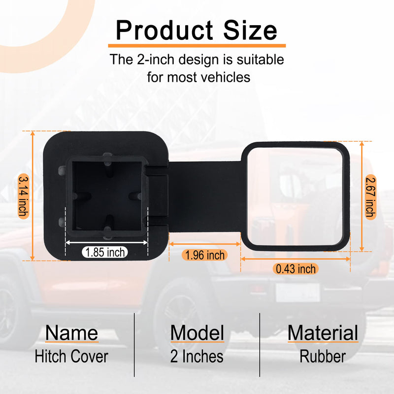 SINGARO Fits for 2-inch Hitch Cover, Trailer Hitch Cover Tube Plug Insert, Car Exterior Accessories, Receiver Tube Hitch Plug Black 1