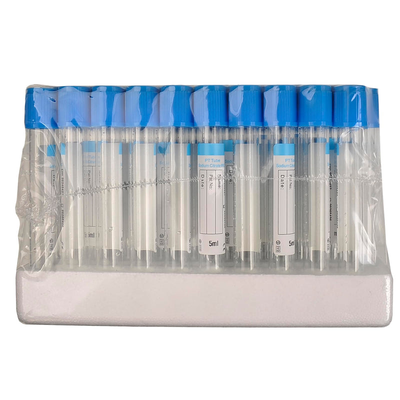 Pet Animals Lab Vacuum Blood Collection Tubes Buffered Sodium Coagulation Blood Collecting Tube Veterinary Supplies, 100pcs 5ml Light Blue 5 ML 100
