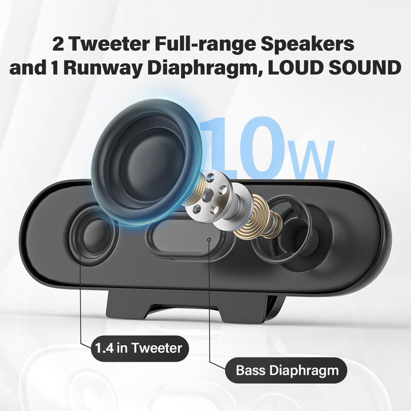 Computer Speakers for Desktop Monitor,Single Speakers for Desktop PC,Laptop Speaker with Loud Sound,Volume Control Easily Clamps to Monitors(USB-C to USB Adapter Included) (Black) Black