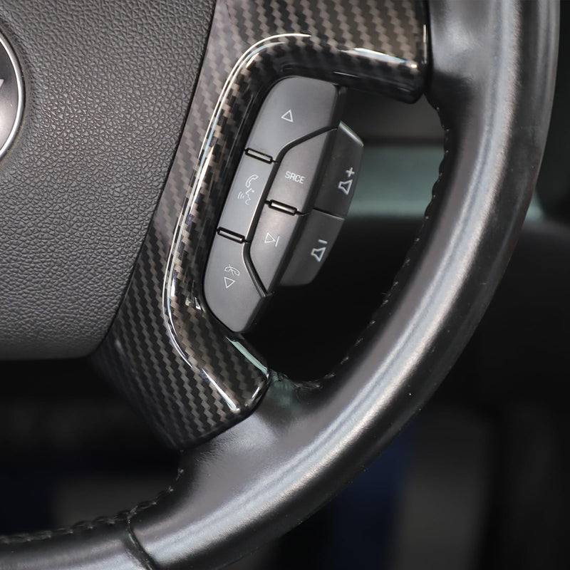 Linskip Steering Wheel Trim Covers Compatible with Avalanche/Suburban/Tahoe/Traverse/Silverado 1500 2500HD 3500HD & Yukon/Sierra & Cadillac Escalade 2007-2013, Interior Accessories Carbon Fiber Carbon Fiber Black