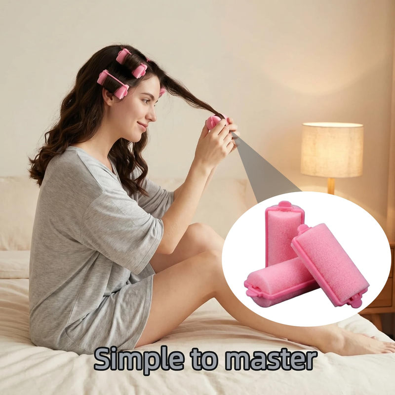  [AUSTRALIA] - 36 PCS Foam Hair Rollers,Flexible Soft Foam Hair Curlers,No Heat Sponge Hair Rollers,Curler Home DIY Curling Tool for Women Girls Kids,Roller Foam Styling Hair for Home Salon(Pink)