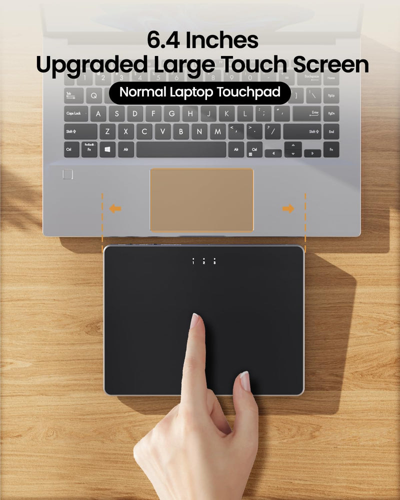 ProtoArc T1 Plus Bluetooth Trackpad for Win 11/10, Grey Black | Large 6.4" touch surface, supports 3-device switching via Bluetooth. No USB receiver needed. Rechargeable and Multi-Gesture.