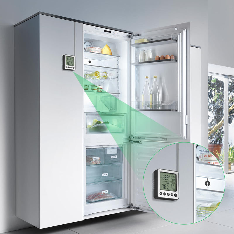 2 PCS Refrigerator Thermometer Digital Freezer Thermometer Fridge Thermometer with Extra Sensor Digital Thermometer Hygrometer max and min Remember Reptile Thermometer Hygrometer Black zz20 2pack A 2
