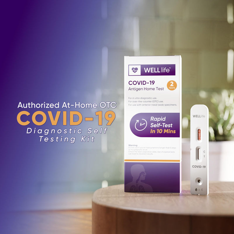 WELLlife Covid-19 Antigen Home Test, Covid Home Test 1 Test FDA Authorized with 10 Minute Results, Easy to use & No Discomfort 1 Count (Pack of 1)