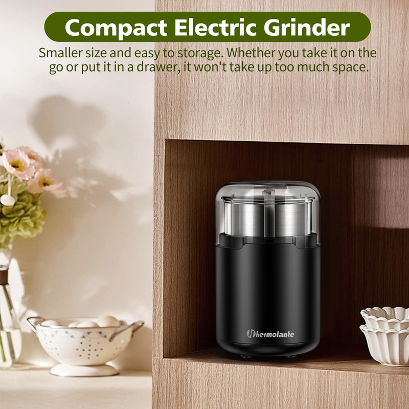 Herb Grinder, Spice Grinder, Coffee grinder, 150 w Electric Herb Grinder with Stainless Steel Blade and Cleaning Brush, Compact Size Electric Grinder for Herb Spices Coffee Nuts Seeds,etc.