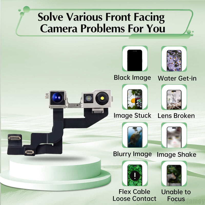 for iPhone 16e Front Facing Camera Replacement 12MP | Front Selfie Camera 4K Dolby Vision 60fps Video Flex Cable Module Proximity Sensor Repair for Models A3212 A3408 A3409 A3410