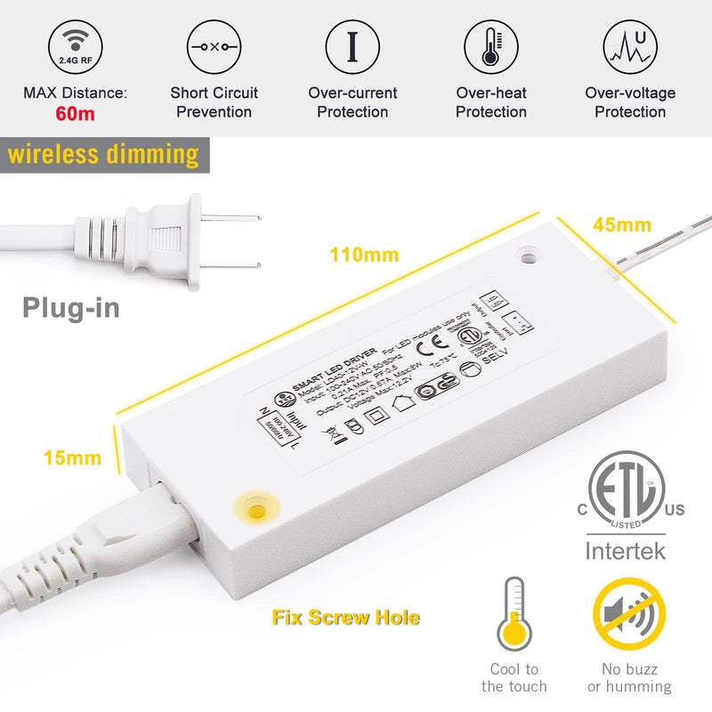 VST Under Cabinet Mini Panel Lighting 3PCS 3.94inch 12V 2.5W(Total 7.5W) with Wireless Dimmer Switch, Surface Mount Puck Light for Kitchen Van Truck Car Galley Downlight (Round White4000K) Touch Wireless Switch 3 Pack Round White