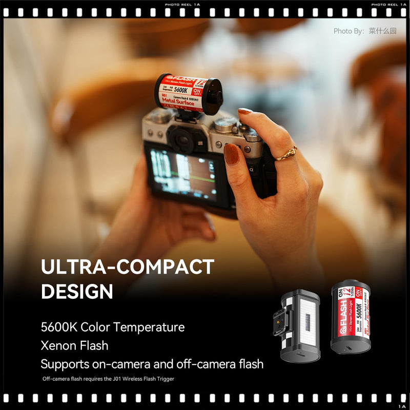 TTARTISAN M01 On-Camera Flash, Mini Flash Speedlite for Hot Shoe Camera, Lightweight Xenon Flash Light with 4 Power Level GN12 5600K±200K Compact Retro Camera (1)
