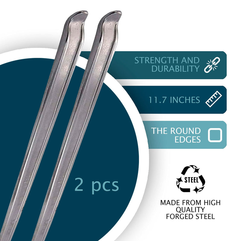 Tire Iron Spoons Changing Tire Lever Bar Set Repair Tool Kit Tyre Changer Remover Heavy Duty Metal Steel for Motorcycle Bike Scooter Bicycle Mower (2pc 11.7 INCH)