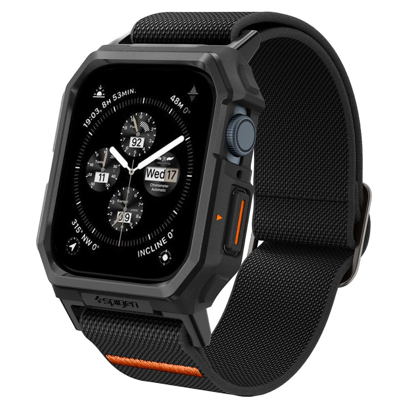 Spigen Lite Fit Pro Designed for Apple Watch Case Band for Apple Watch Series 9/8/7 45mm Durable TPU Case with Lightweight Fabric Band Matte Black