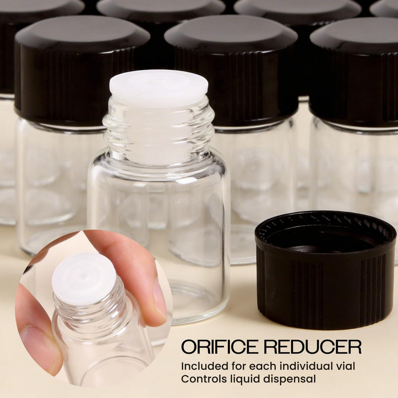 Beauticom 156 Packs 2ML Clear Glass Vial for Essential Oils, Aromatherapy, Fragrance, Serums, Spritzes, with Orifice Reducer