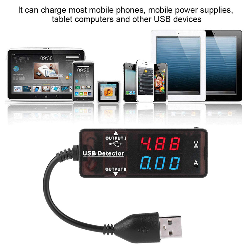 Walfront YB26VA USB Tester Voltmeter Ammeter Battery Capacity Tester with LED Display for Mobile Phone Tablet Computer USB Device (Bicolor) Bicolor
