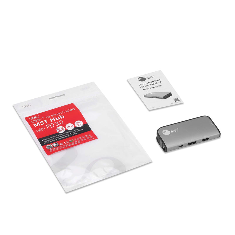 SIIG USB-C MST Hub with PD 3.0, USB-C to DP/HDMI/VGA, Single 4K30+Dual 1080p or Triple 1080p Video outputs, PD 100W, for Windows and Chromebook laptops (DP Alt Mode) NOT for Mac OS (CB-TC0G11-S1)