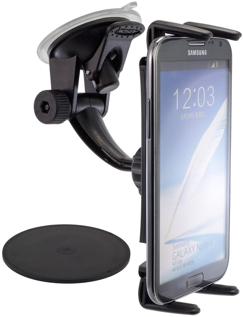 ARKON Windshield and Dash Suction Car Mount Holder & Phone and Midsize Tablet Holder for iPhone X 8 7 6S Plus iPad Mini Galaxy S8 S7 Note 8 Retail Black Holder + Holder