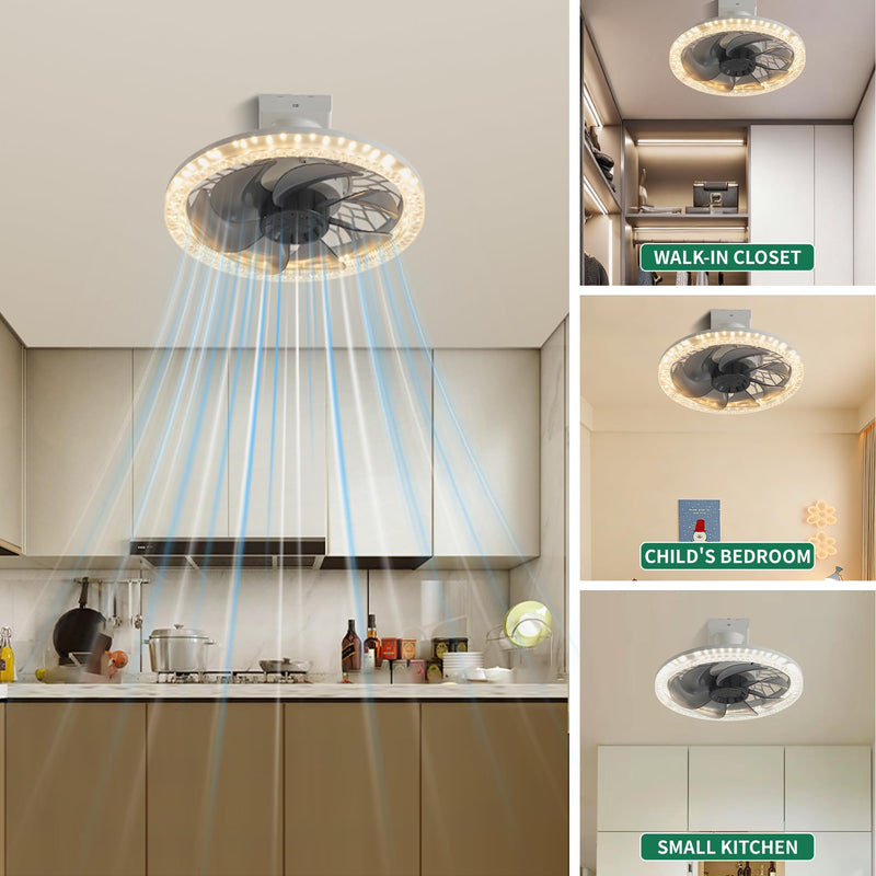 Light Socket Fan with Remote 12”, Screw in Socket Fan Light with Dimmable Brightness and Color Temp, Socket Modern Flush Mount Low Profile Ceiling Fan for Bedroom, Small Living Room, Kitchen （Black） Black