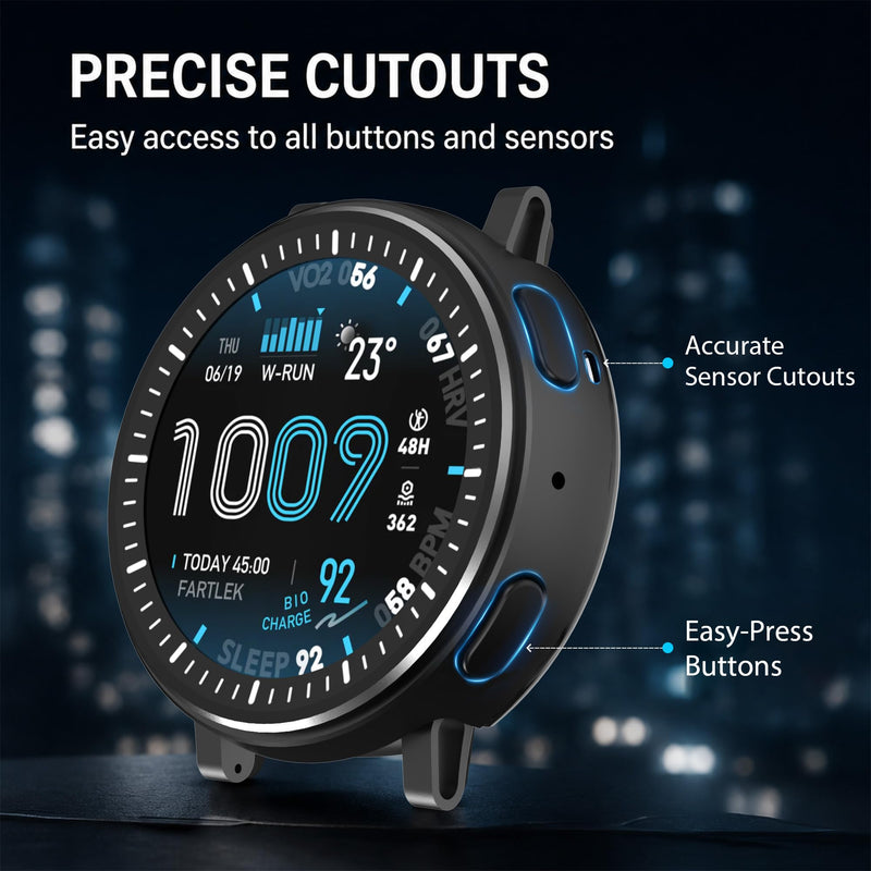 Metal Case for Amazfit Active Max 1.5" Smart Watch with Back Cover, 2 in 1 | Military-Grade | Rugged | Shockproof Hard PC Bumper Protective Cover Fashion Sports Design for Active Max (Black) Black