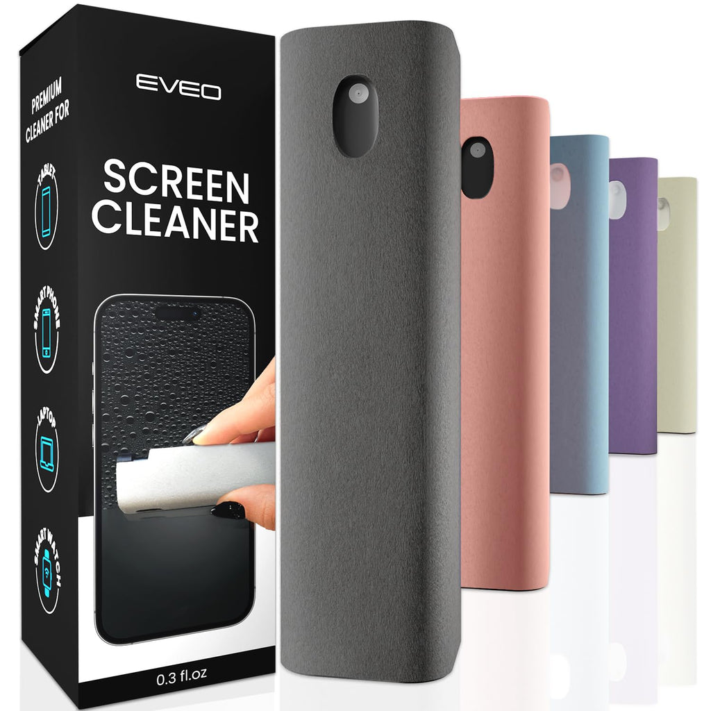 Screen Cleaner Spray and Wipe by EVEO - Computer Screen Cleaner, Laptop Screen Cleaner, Car Screen Cleaner MacBook & iPad Screen Cleaner, iPhone Cleaner, 2in1 Touchscreen Mist Cleaner - (0.3 oz) Grey