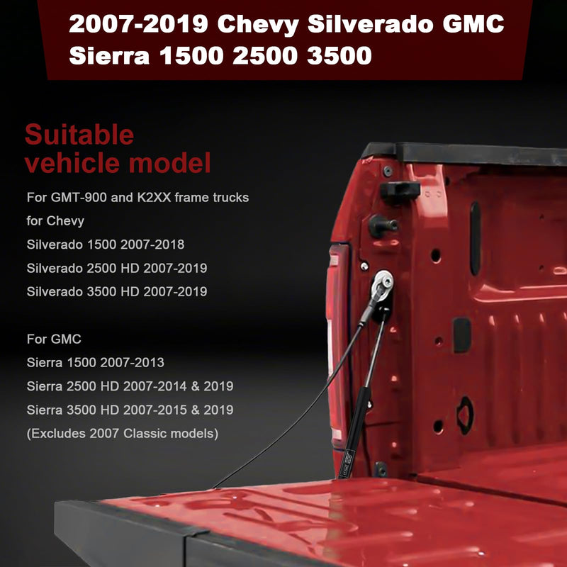 Heavy Duty Truck Tailgate Assist Kit - Gas Lift Supports for 2007-2019 Chevy Silverado & GMC Sierra 1500/2500/3500HD | Dampened Strut Shock Absorber | Easy No-Drill Installation