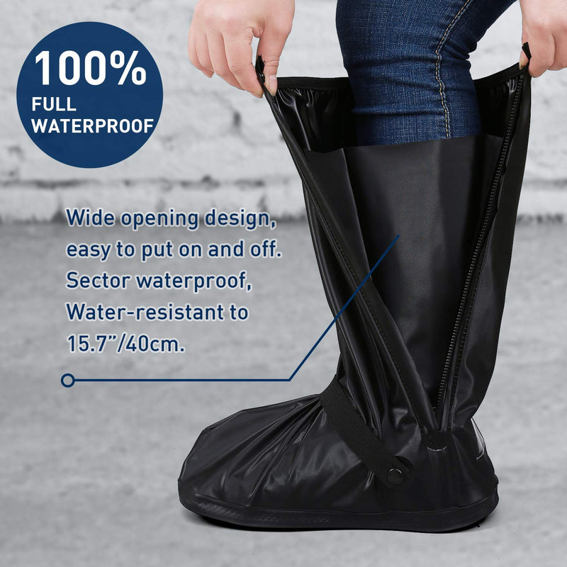 Waterproof Rain Boot Shoe Cover with Reflector for Outdoor Sports Hiking Climbing Camping Scooter Travel Black-xxl