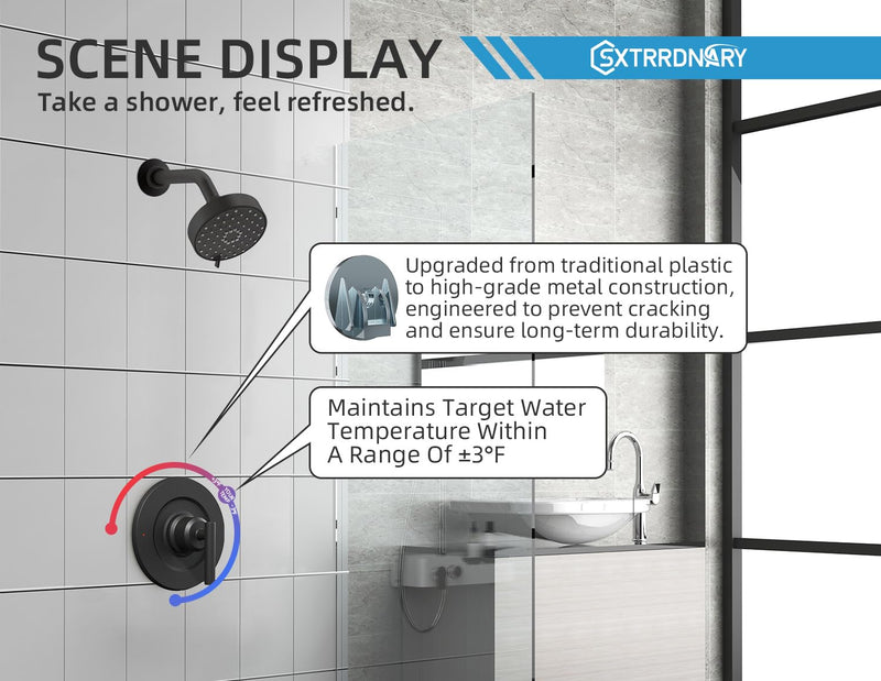 Replacement for Moen single Lever Handle T2901BL Trim Kit, Compatible with Moen Gibson Posi-Temp Shower/Tub 2510/2520/2570/2590 Pressure balanced Valves,Durable Solid Metal,Matte Black T2901BL Trim Kit，Compatible with moen Posi-Temp (Round)