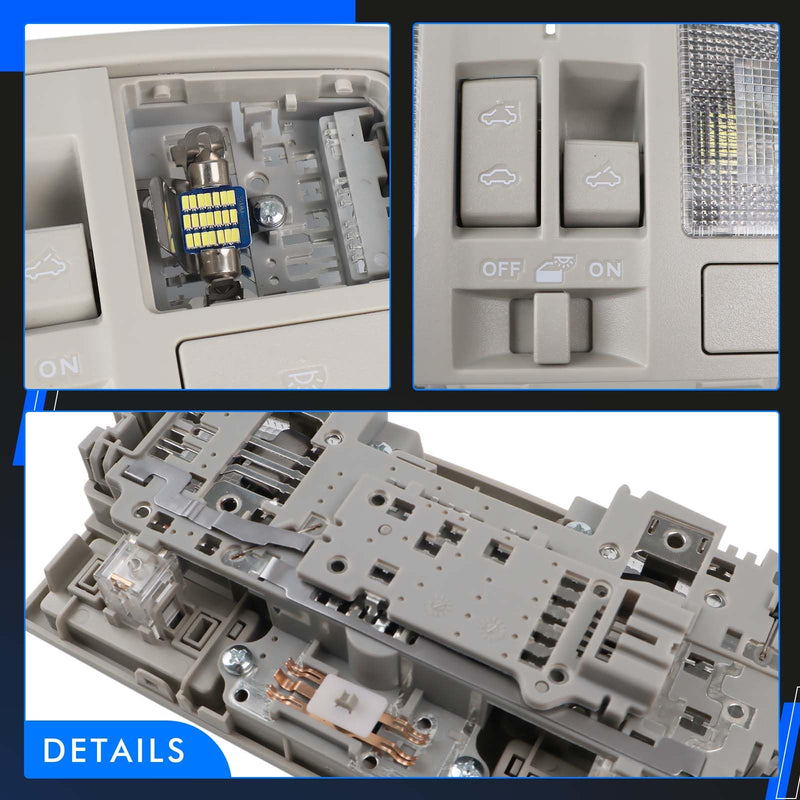 LED Overhead Console w/Sunroof Switch Fit for Mazda 3 2010 2011 2012 2013, Interior Ceiling Roof Reading Dome Light Map Lamp Replace# BBM6-69-970B-75, BCN8-69-970B-75, BBM669970B75 LED