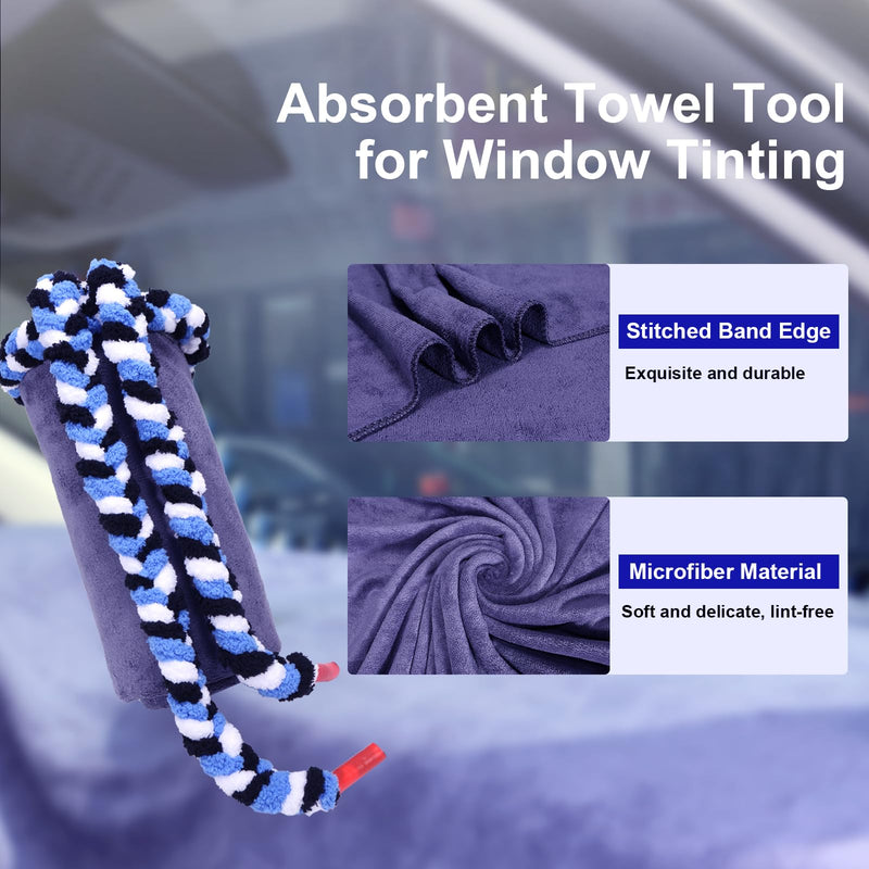 Car Window Tinting Dashboard Protecting Microfiber Towel,2-in-1 Super Absorbent Window Tint Fusion Towel Dash Cover and Soak Rope Tool for Vehicle Windshield Dash Window Scratch Free Tint Tools