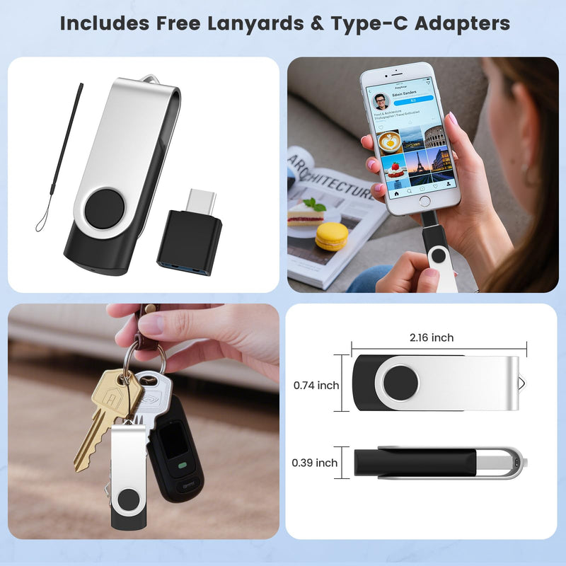 ABLAZE 128GB Flash Drive with Type C Adater, USB 2.0 Thumb Drive | USB Stick, Memory Stick, Pendrives for Smartphones/Computer/PC 1 Piece