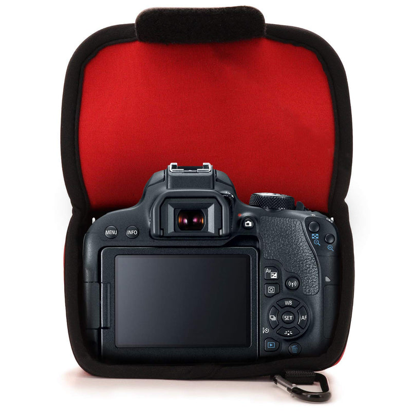 MegaGear MG1194 Ultra Light Neoprene Camera Case compatible with Canon EOS Rebel T8i, Kiss X10i, Rebel SL3, Kiss X10, Rebel SL2, Kiss X9, Rebel T7i, Kiss X9i (18-135 mm), 77D, 9000D, Rebel T6i - Black
