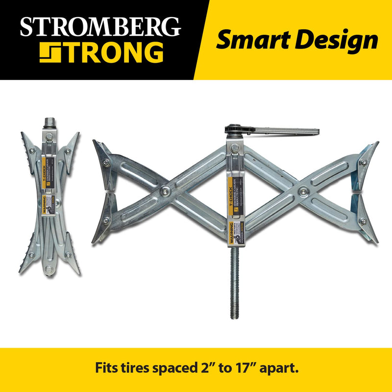Stromberg Carlson JBP-T217.2 Tandem Axle T-Chock - Heavy Duty RV Wheel Chocks & Tire Stabilizers - Camper Wheel Chock Scissor Stabilizers for RVs, Trailers, and Campers- Fits Tires 2"-17" Apart 2-Pack