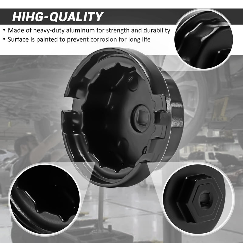 64mm 14 Flutes/4 Slots Oil Filter Cap Wrench Removal Tool Socket Compatible with Toyota, Lexus, and Scion Vehicles Equipped with 2.5L to 5.7L engines, Black Heavy-Duty Aluminum 4 Slot