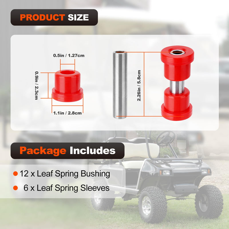Upgraded Golf Cart Spring Bushing Kit Rear Leaf Springs Bushing Sleeve Compatible with 1994-Up EZGO TXT/Medalist & 1981-Up Club Car DS, Replaces for 70291G-01 70289-G02 1015583 1012303