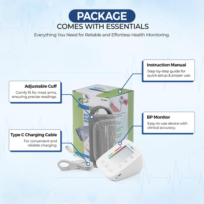 Primacare DS-8007 Automatic Digital Blood Pressure Monitor Upper Arm Sphygmomanometer for Home Use