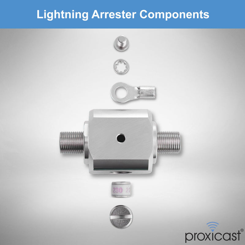 Proxicast Coaxial Lightning Arrester/Suppressor with 75 Ohm F Female Connectors - Pro-Grade Coax Cable Surge Protector for Television (TV) / Satellite Dish Antennas & Cable Internet Use (ANT-271-002) F-Female/F-Female