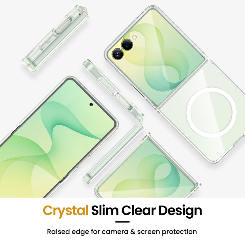 VEGO for Z Flip 8 Case[Compatible with MagSafe] with Screen Protector,Clear | Anti-Yellow & Ultra Slim, Wear-Resistant, Painted Shockproof Bumper Cover for Samsung Galaxy Z Flip 8 C-Clear For Flip 8