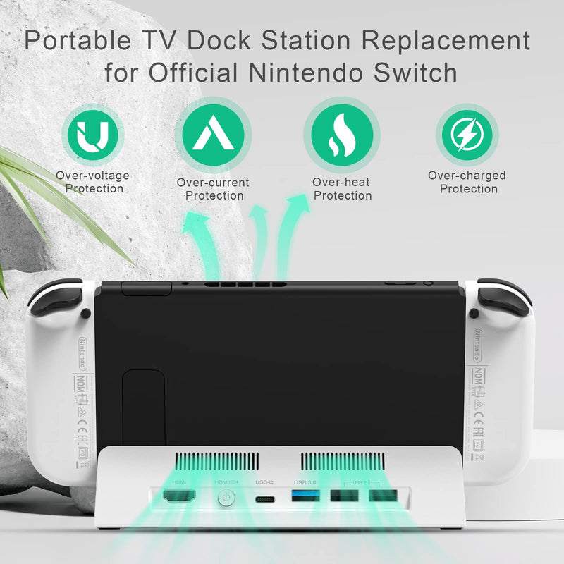 TV Docking Station for Nintendo Switch: Portable OLED Charger Stand, 4K HDMI & 3 USB Ports